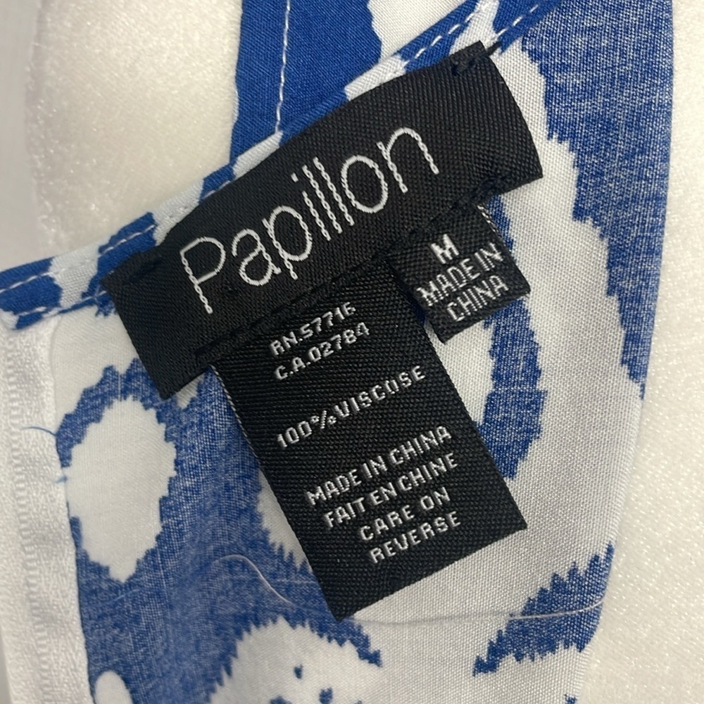 Papillon Blue and White Sleeveless Shift Dress Size S - Picture 3 of 13